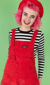 Red Stretch Corduroy Dungarees by Run and Fly