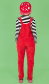 Red Stretch Corduroy Dungarees by Run and Fly