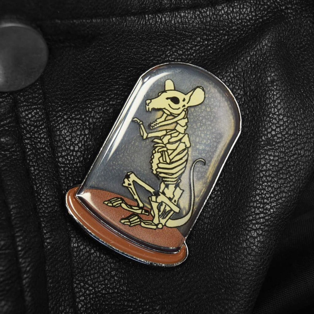Rat Skeleton Enamel Lapel Pin Badge