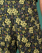 Serpent Garden Snake Print Twill Cotton Dungarees by Run and Fly