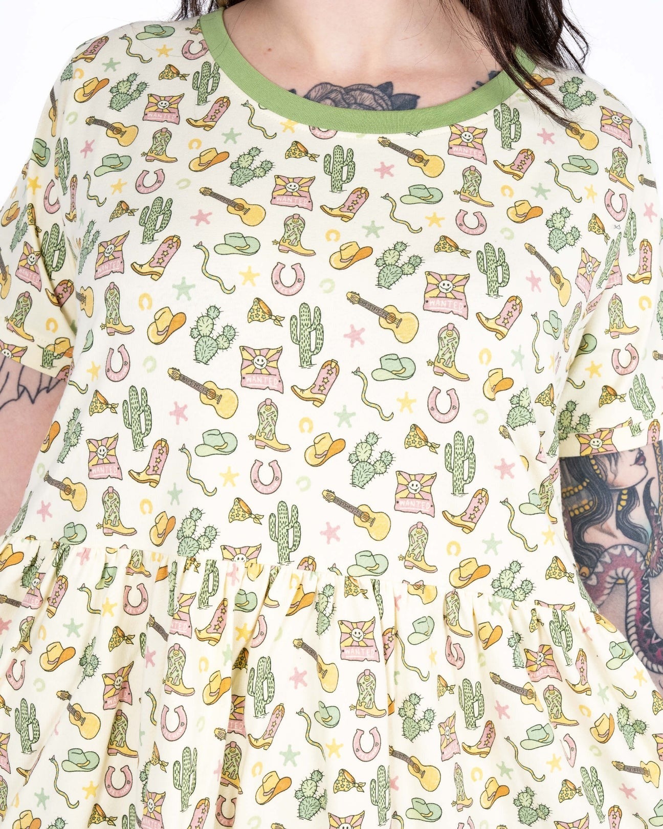 Cowboy Print Smock Dress with Pockets by Rebel Romance