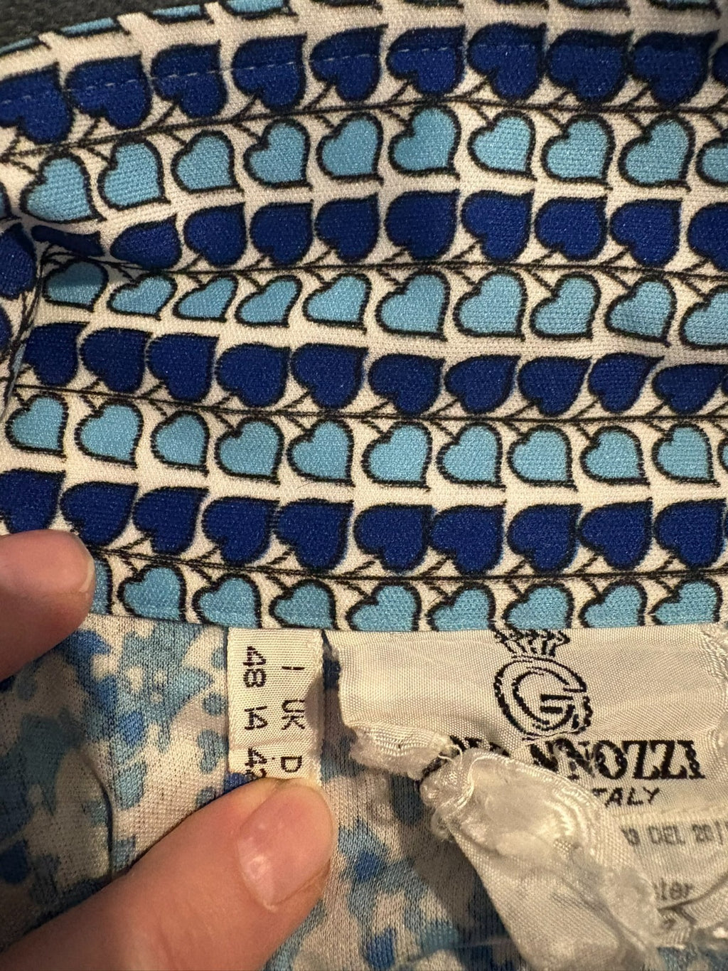 Vintage 60's 70's Dress 14 Blue Patterned Shirt Midi Mod True Retro Geometric