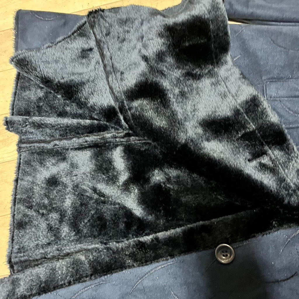 Vintage 70's Style Navy Blue Faux Sheepskin Coat 12 Boho Whimsygoth Retro Long