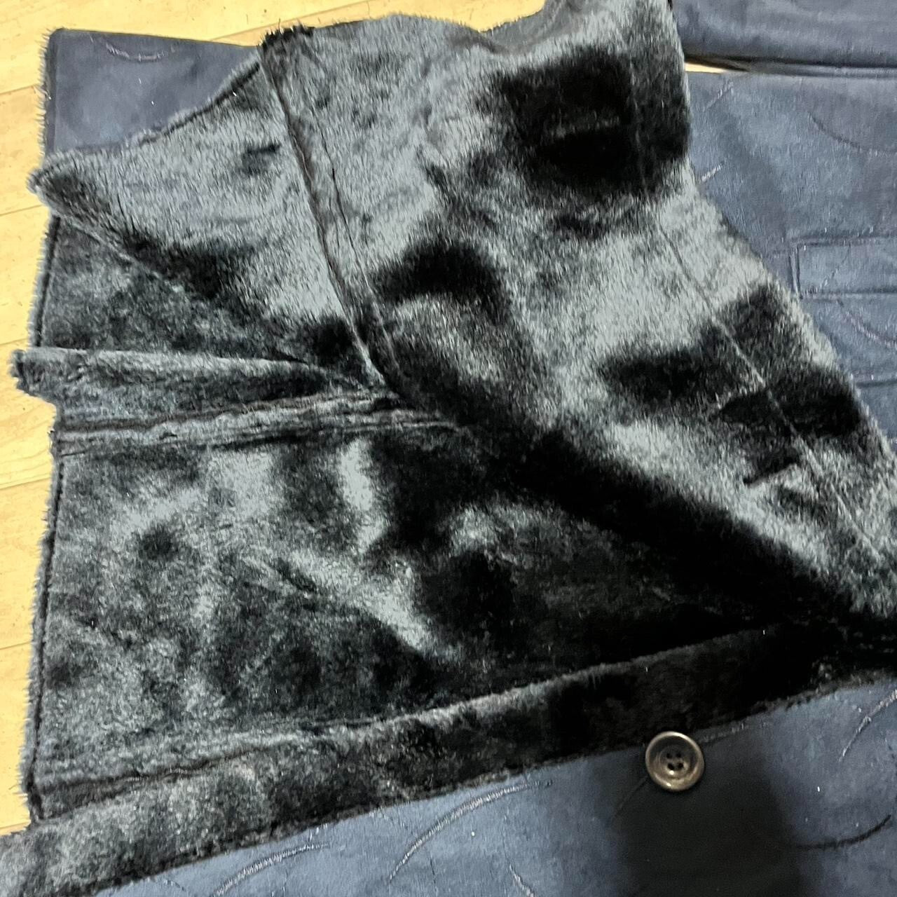 Vintage 70's Style Navy Blue Faux Sheepskin Coat 12 Boho Whimsygoth Retro Long