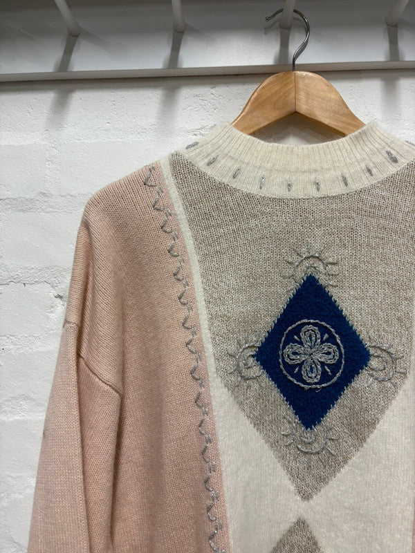 Vintage 80's Jumper M Cosy Cottagecore Pastel Pink Retro Wool Blend