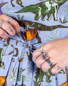 Jurassic Adventure Dinosaur Cotton Tea Dress with Pockets by Run and Fly