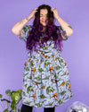 Jurassic Adventure Dinosaur Cotton Tea Dress with Pockets by Run and Fly