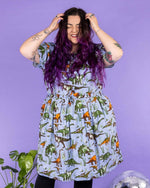 Jurassic Adventure Dinosaur Cotton Tea Dress with Pockets by Run and Fly