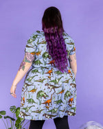Jurassic Adventure Dinosaur Cotton Tea Dress with Pockets by Run and Fly