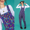 90's Arcade Print Stretch Twill Cotton Dungarees by Run and Fly