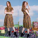 Autumn Leaves Print Cotton Tea Dress with Pockets by Run and Fly