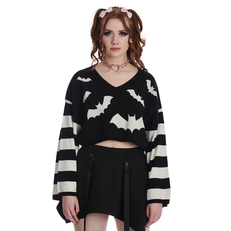 Black and White Bat Jumper by Banned Apparel