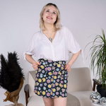 Bee Happy Print Button Front Skirt by Run and Fly