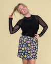 Bee Happy Print Button Front Skirt by Run and Fly