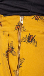 Bee Print Cotton Twill Dungaree Pinafore Dress by Run and Fly in Gold