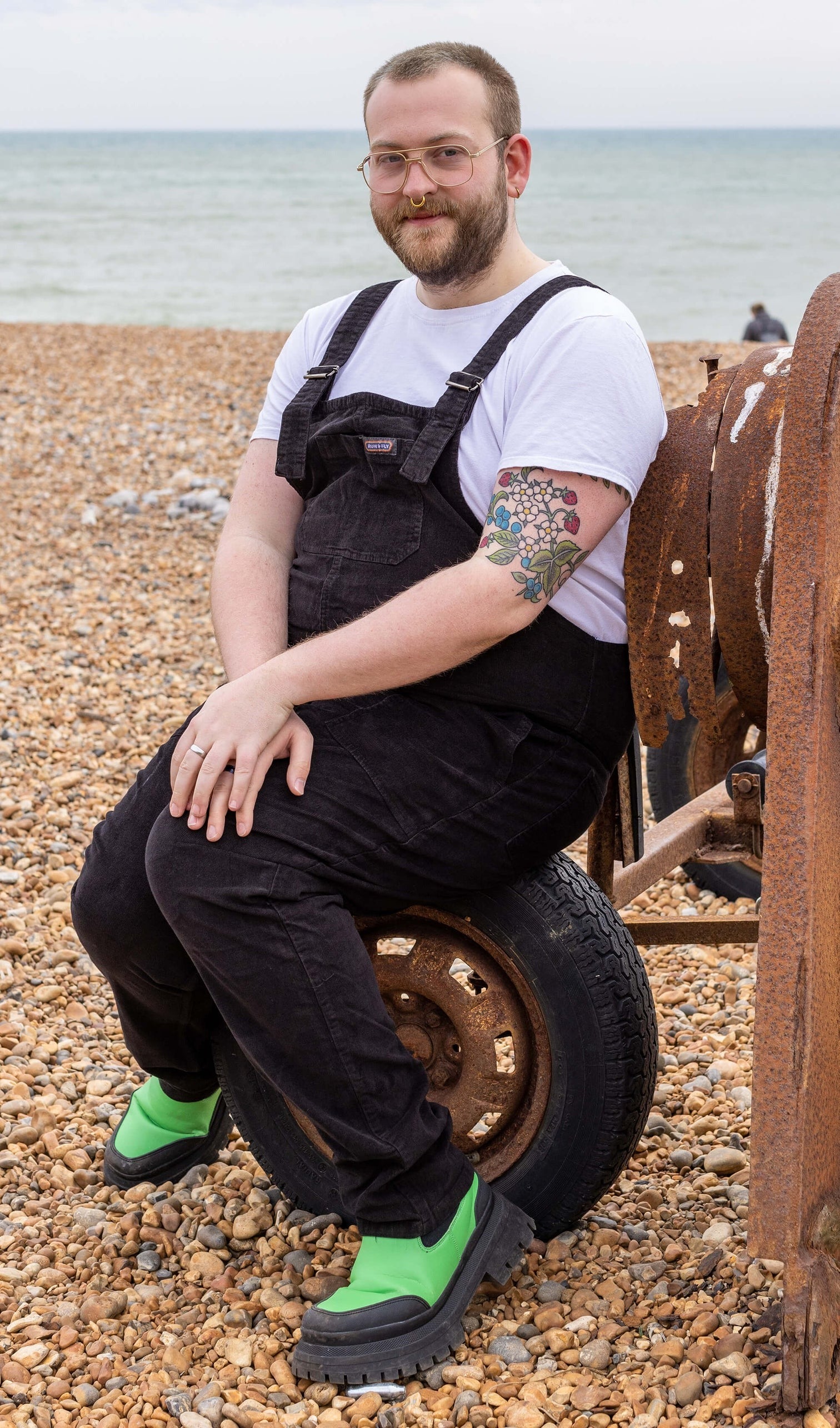 Black Stretch Corduroy Dungarees by Run and Fly