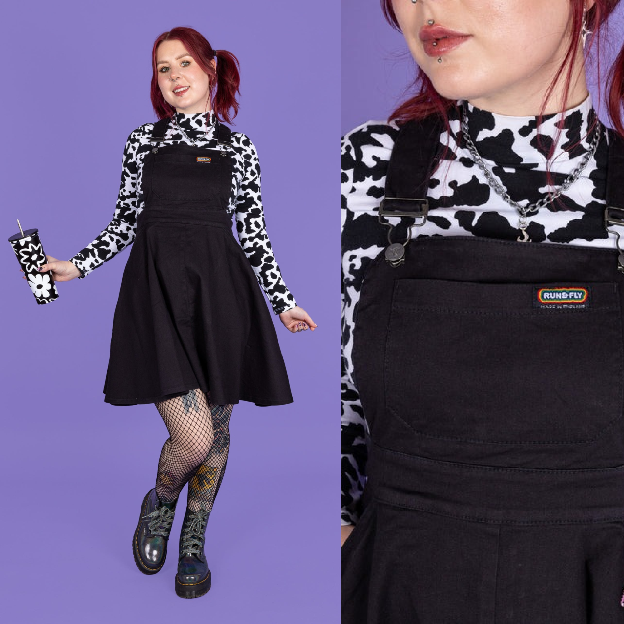 Black sales dungaree skirt