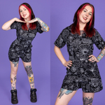 Black and White Floral Print Playsuit by Run and Fly