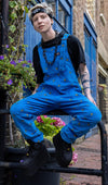 Blue Bee Print Stretch Corduroy Dungarees by Run and Fly