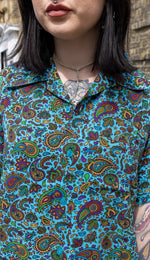 Blue Paisley Print Shirt by Run and Fly in Rayon