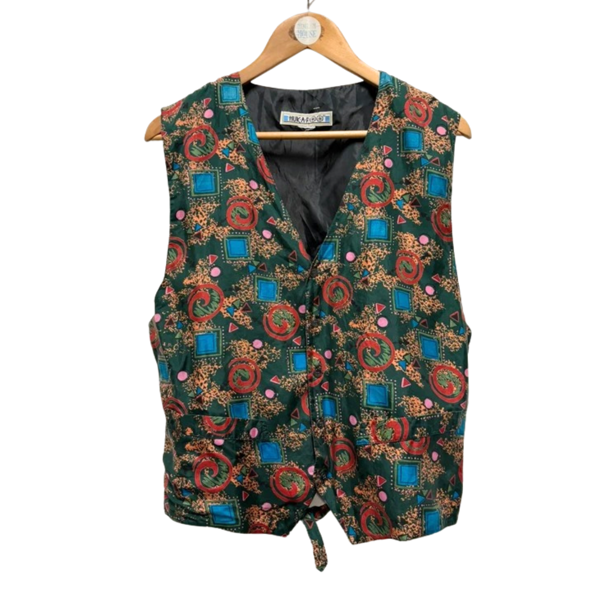 Vintage Waistcoat 90's Jazzy Print L 14 16 Retro True