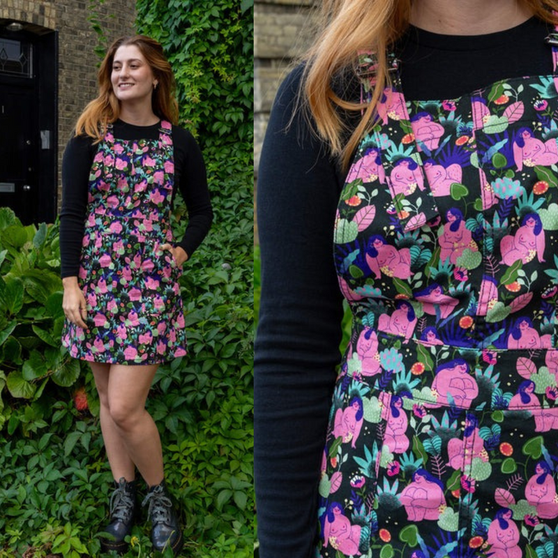 Bodies Print Dungaree Pinafore Dress by Run and Fly