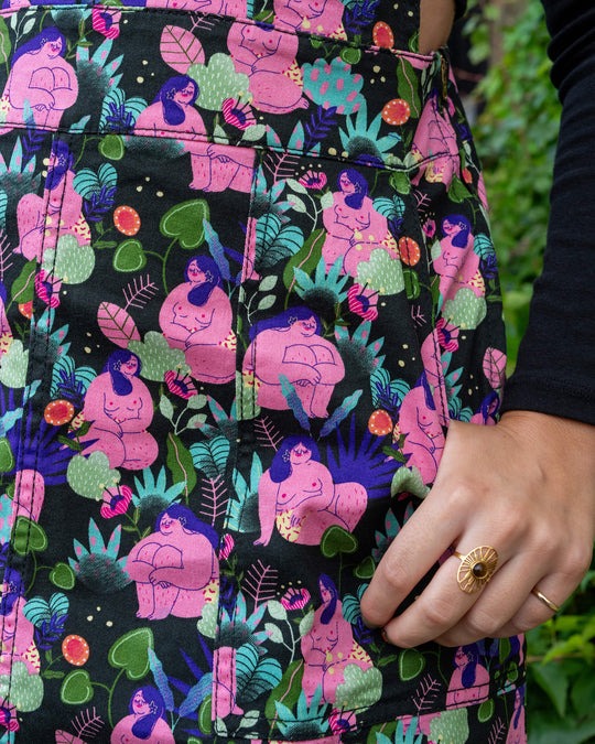 Bodies Print Dungaree Pinafore Dress by Run and Fly