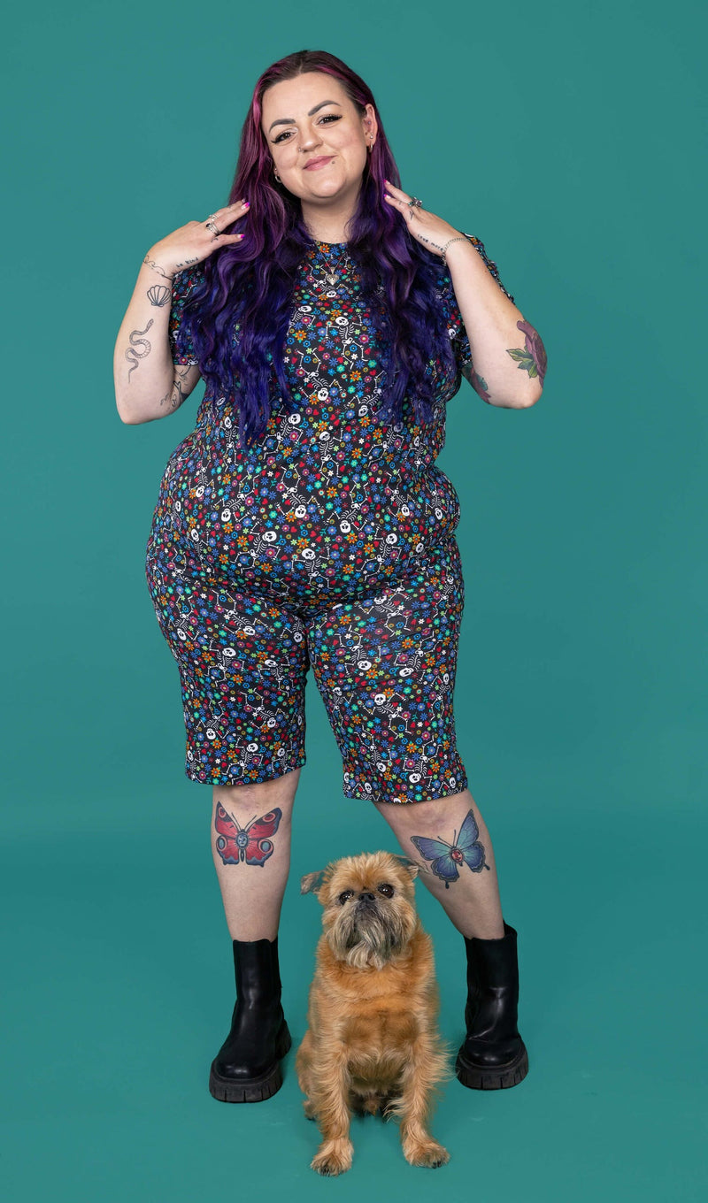 Boogie Bones Print Cycling Shorts by Run and Fly