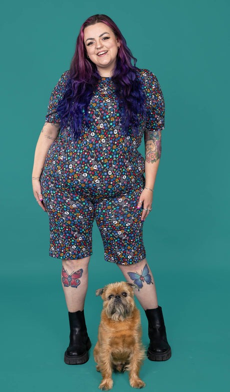 Boogie Bones Print Cycling Shorts by Run and Fly