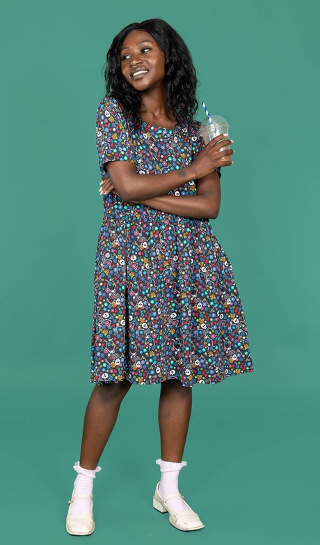 Boogie Bones Jersey Smock Dress with Pockets by Run and Fly
