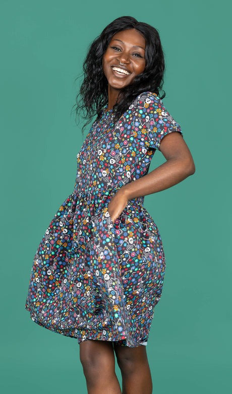 Boogie Bones Jersey Smock Dress with Pockets by Run and Fly
