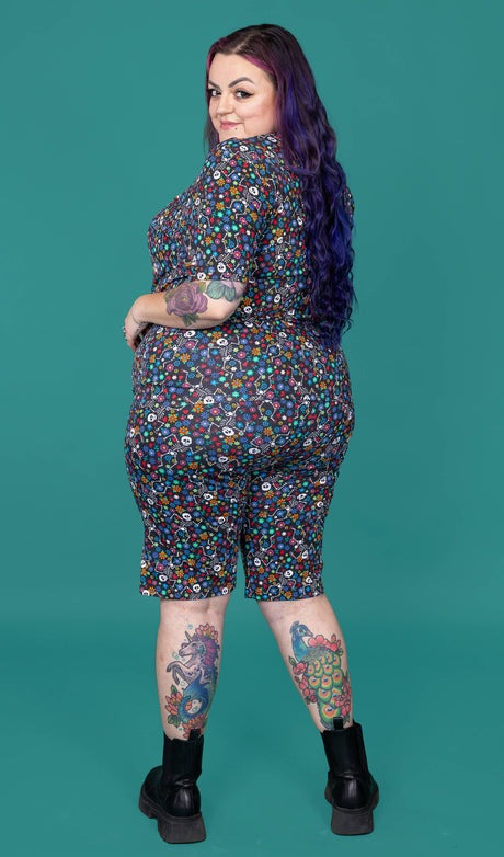 Boogie Bones Print Cycling Shorts by Run and Fly