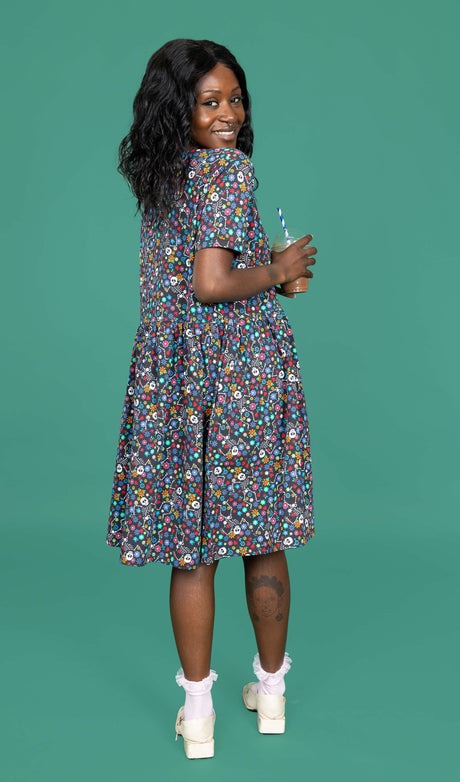 Boogie Bones Jersey Smock Dress with Pockets by Run and Fly