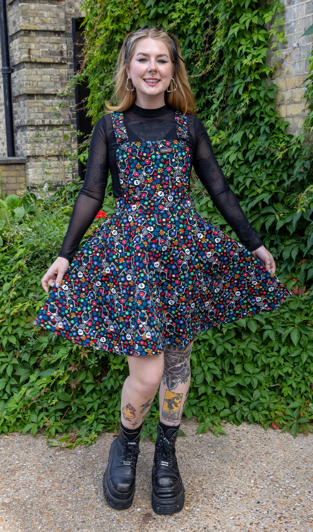 Halloween Run and Fly Boogie Bones Flared Pinafore Dress