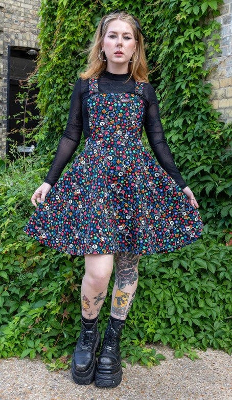 Halloween Run and Fly Boogie Bones Flared Pinafore Dress