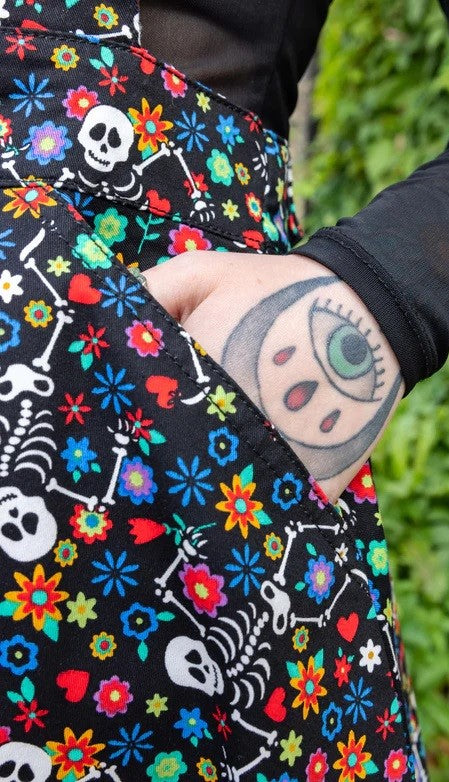 Halloween Run and Fly Boogie Bones Flared Pinafore Dress