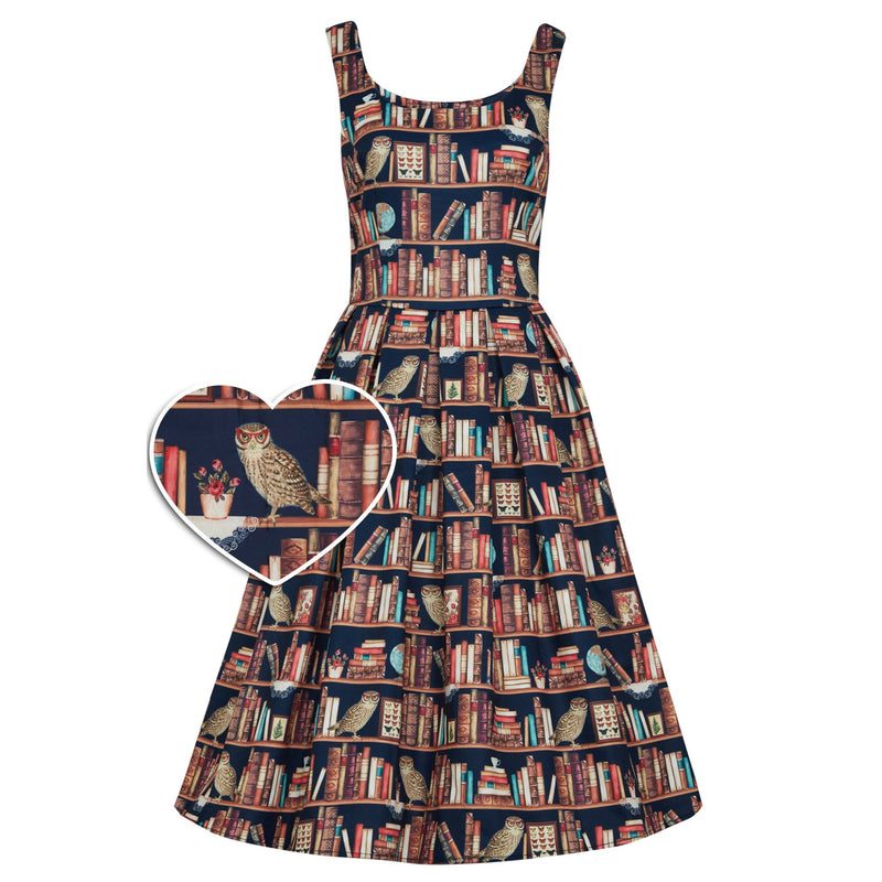 Library Bookcase Print Dress by Dolly and Dotty