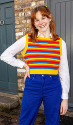Rainbow Stripe Cropped Tank Top Vest by Run and Fly