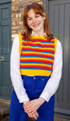 Rainbow Stripe Cropped Tank Top Vest by Run and Fly