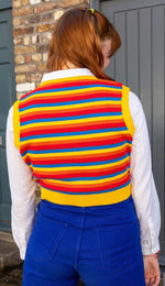 Rainbow Stripe Cropped Tank Top Vest by Run and Fly