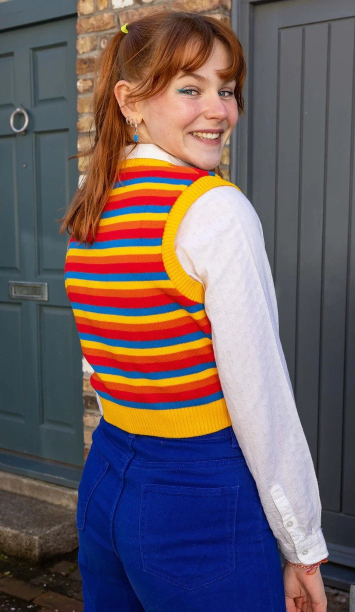 Rainbow Stripe Cropped Tank Top Vest by Run and Fly