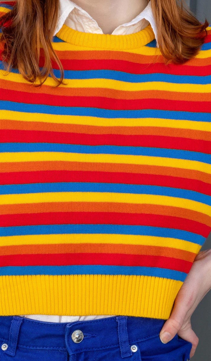 Rainbow Stripe Cropped Tank Top Vest by Run and Fly