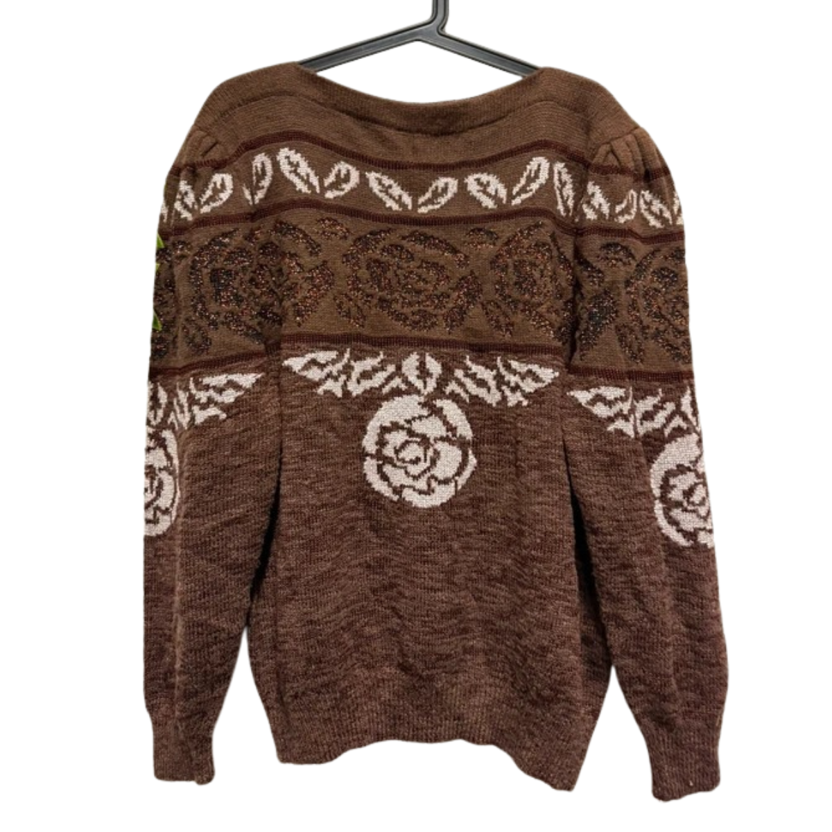 Vintage 80’s Jumper Brown Floral Pattern M/L 12 14 Cottagecore Cottage Retro