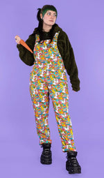 Some Bunny Loves You Print Stretch Twill Cotton Dungarees by Run and Fly