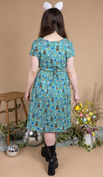 Bunny Meadows Print Cotton Tea Dress with Pockets by Run and Fly