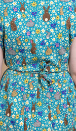 Bunny Meadows Print Cotton Tea Dress with Pockets by Run and Fly