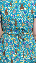 Bunny Meadows Print Cotton Tea Dress with Pockets by Run and Fly
