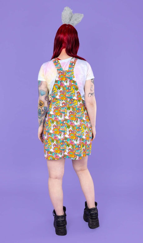 Some Bunny Loves You Print Dungaree Pinafore Dress