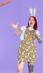 Some Bunny Loves You Print Dungaree Pinafore Dress