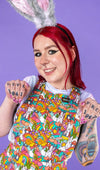 Some Bunny Loves You Print Dungaree Pinafore Dress